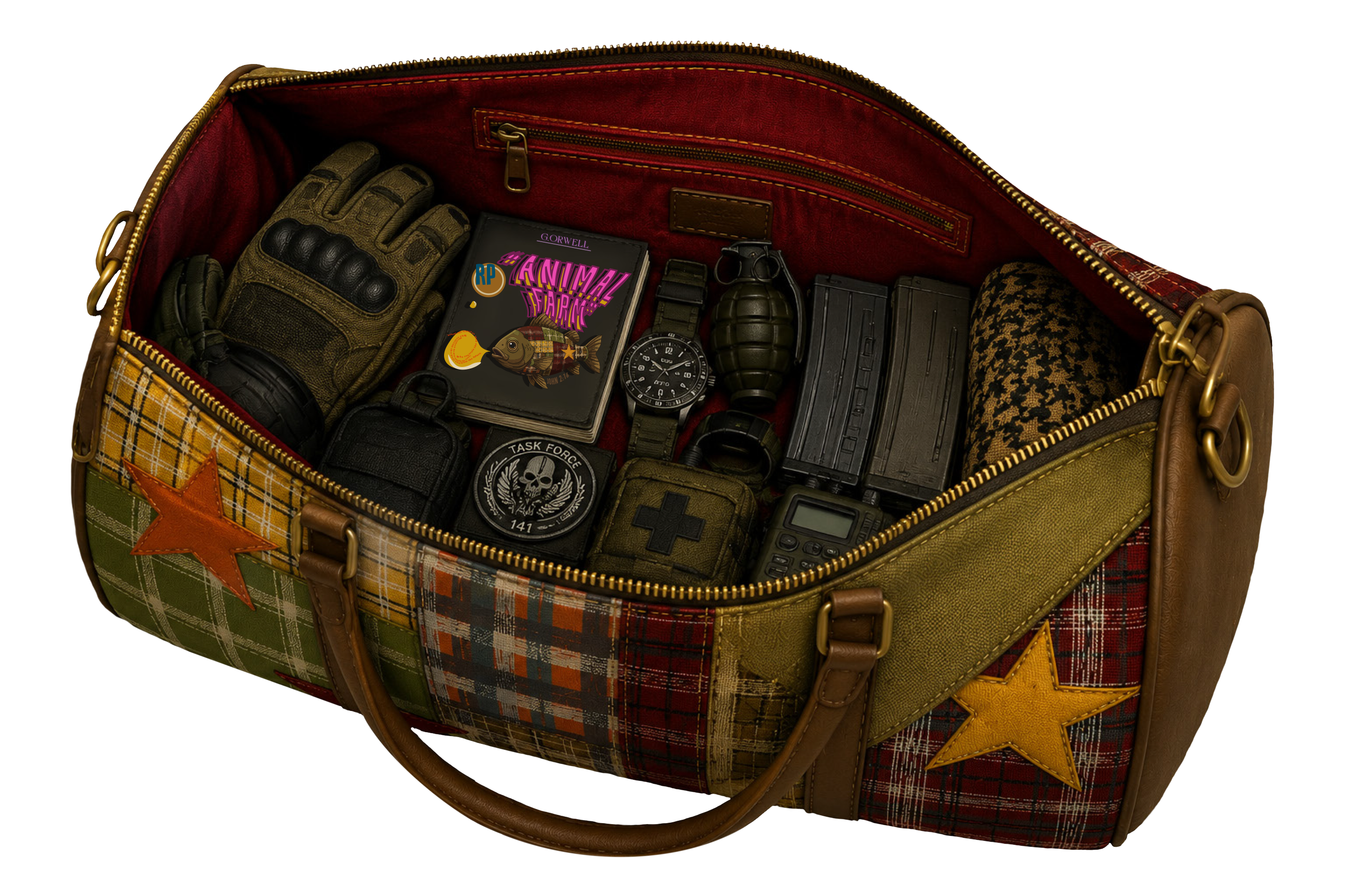 Star Flannel duffel bag Mock-UP